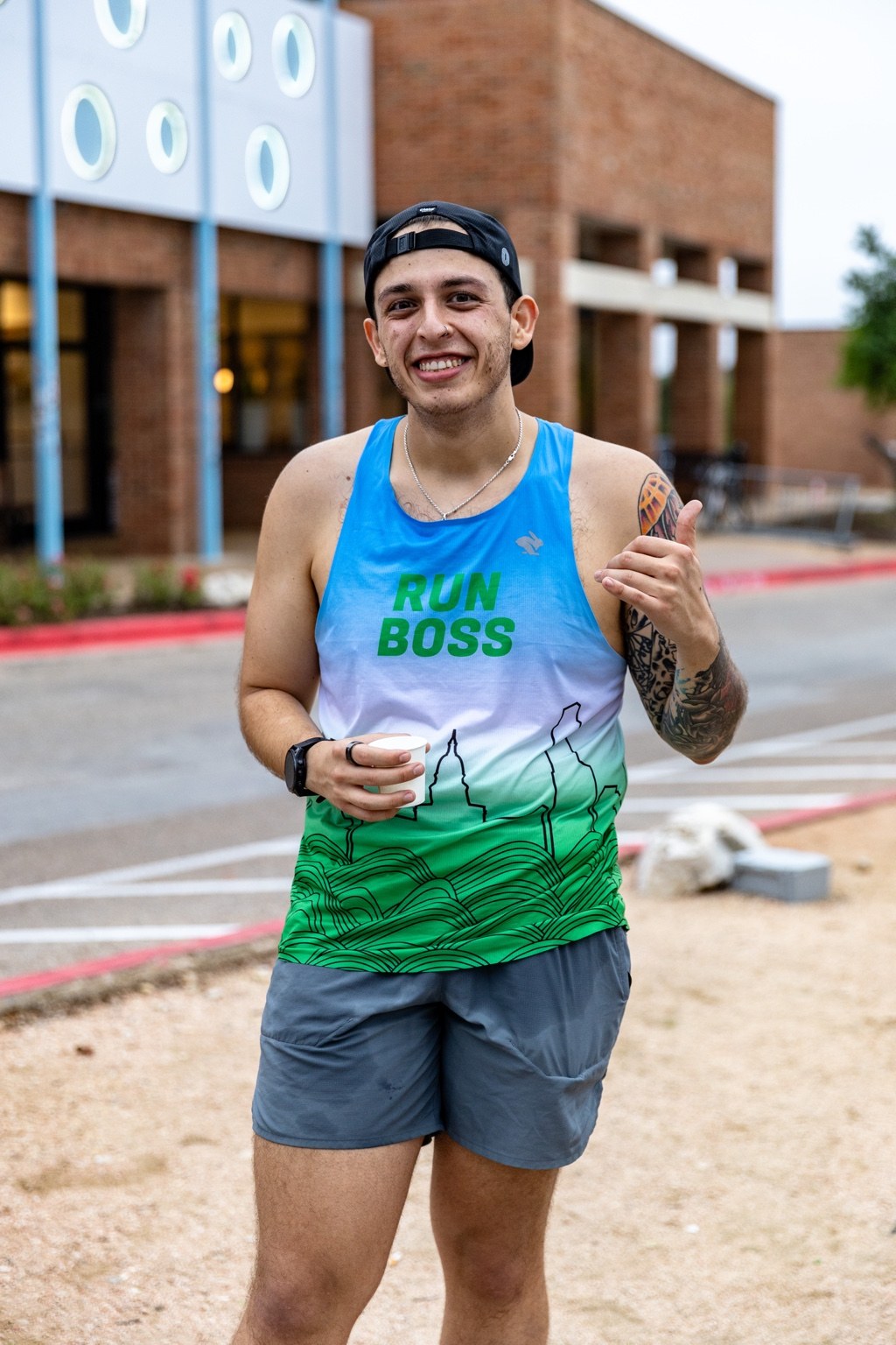 Oscar smiling in running gear at hills with 5run2